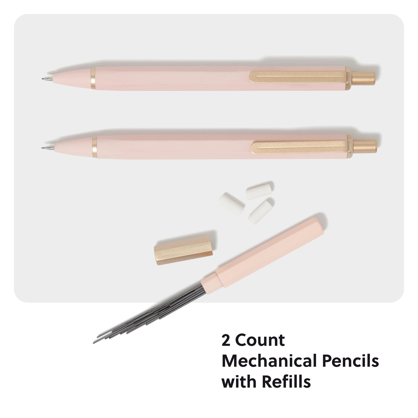 U Brands Cambria Mechanical Pencils, Set of 1 Count (Pack 2), Blush Pink