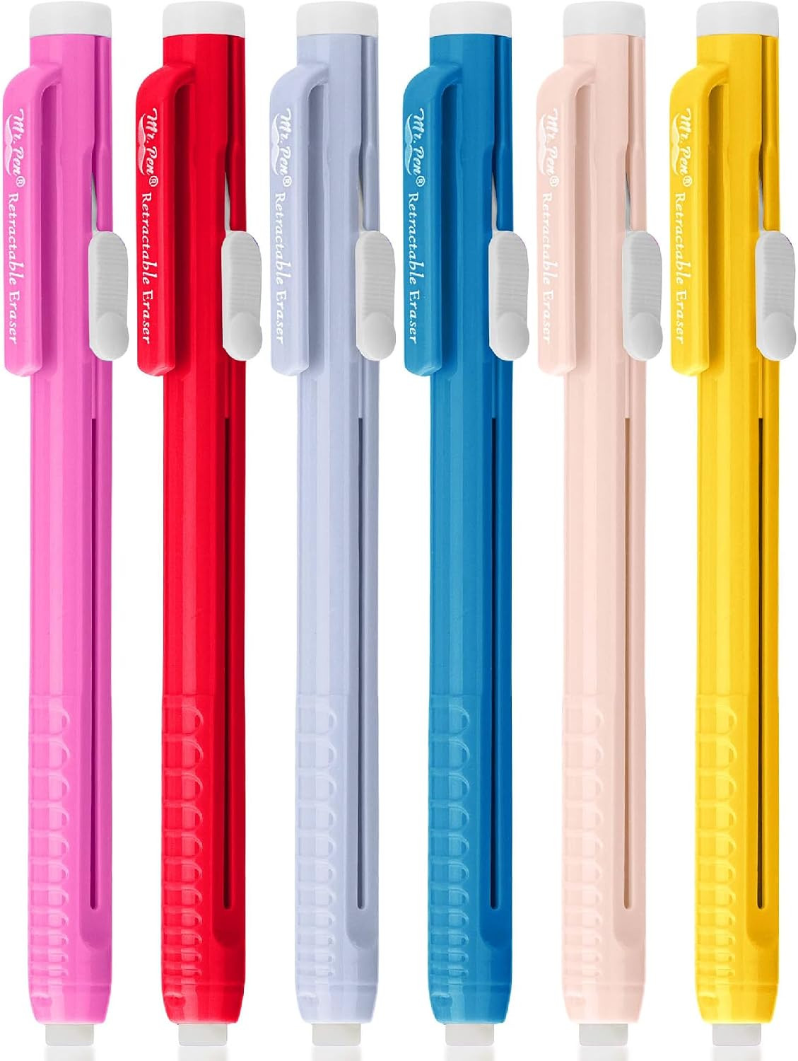 – Retractable Mechanical Eraser Pens, 6 Pack, Ice Cream Colors | Latex-Free Prec