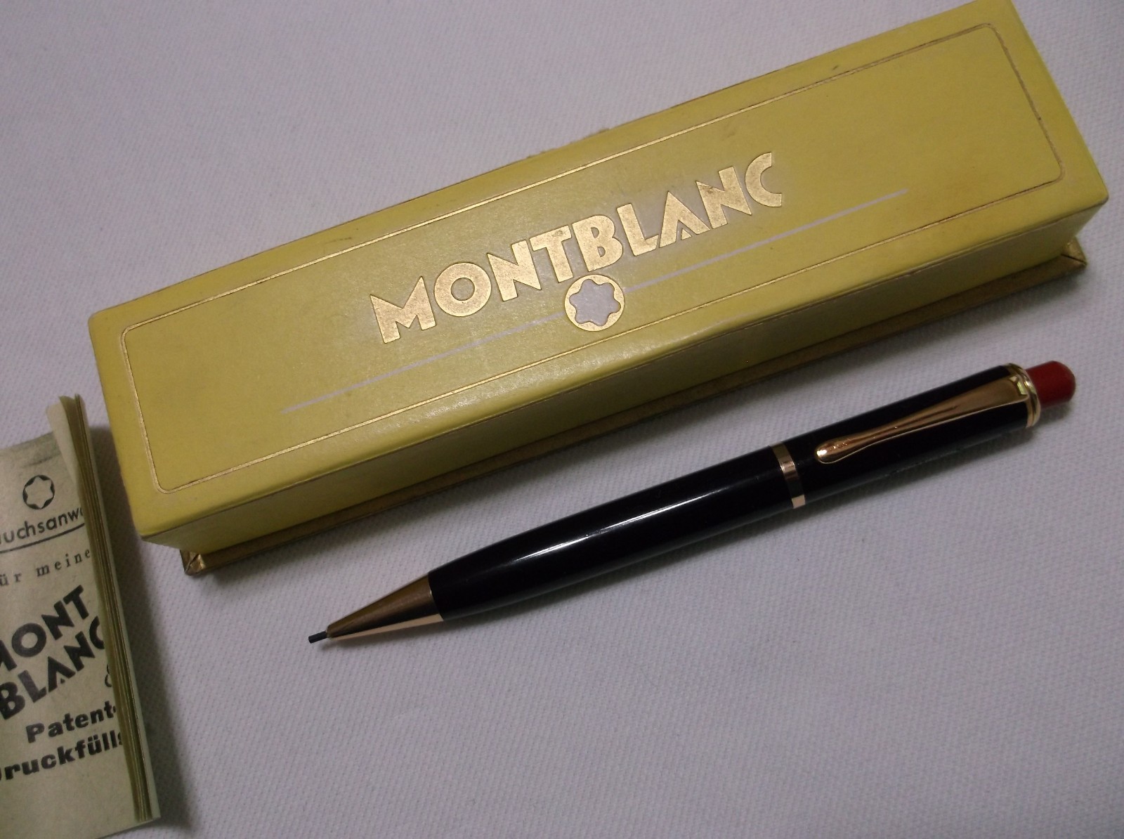 MONTBLANC PIX # 372 BLACK MECHANCIAL PENCIL WITH RED PUSH BUTTON/ 1.18 mm lead