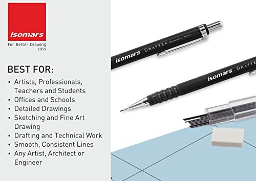 0.5mm Mechanical Pencil 2B Lead Built-in Sharpener Non Slip Grip +10 Leads