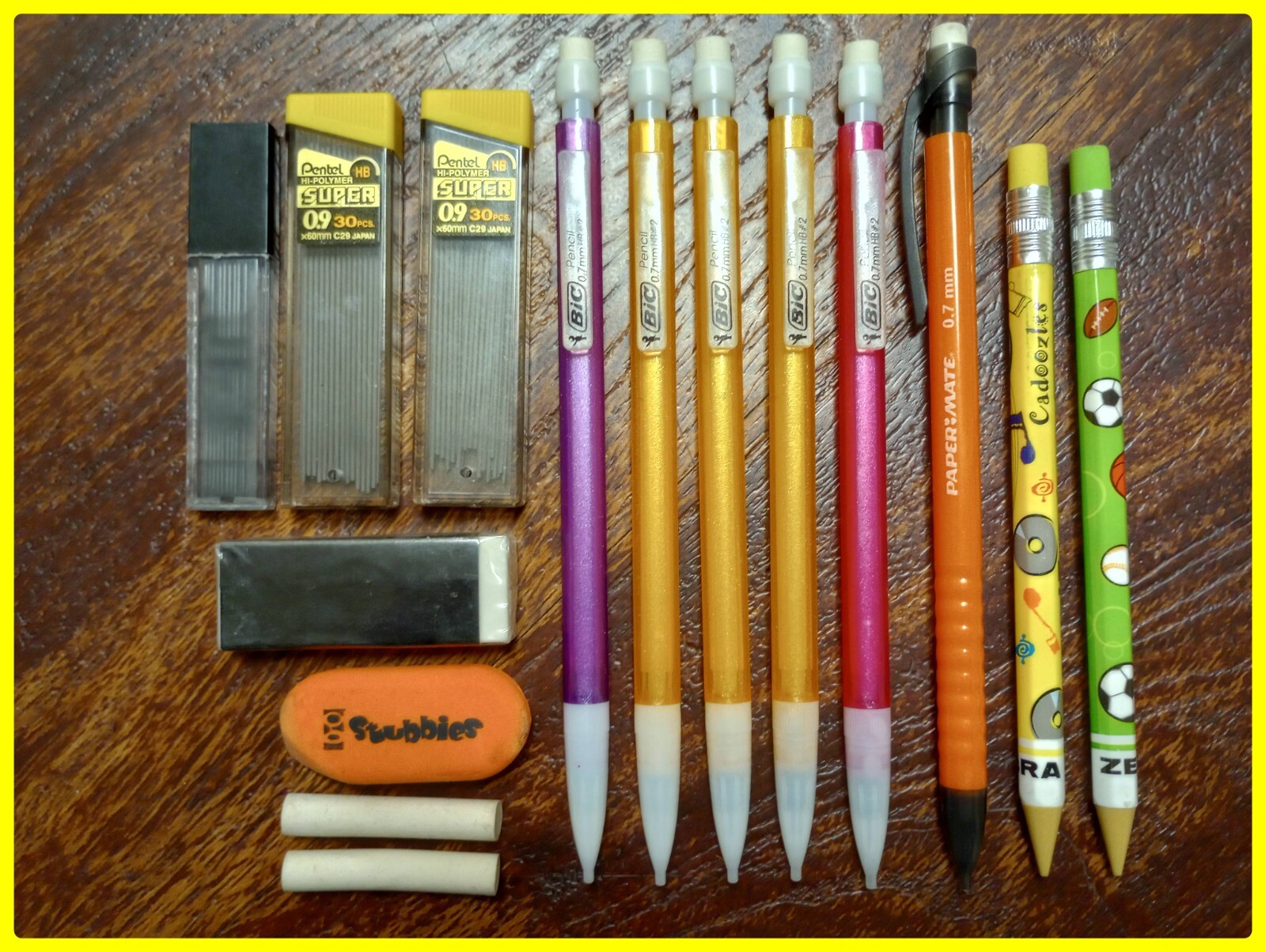 Vintage Lead Pencil Lot Of 8+ Pentel Hi-Polymer 0.9x60mm Zebra Bic Papermate Set
