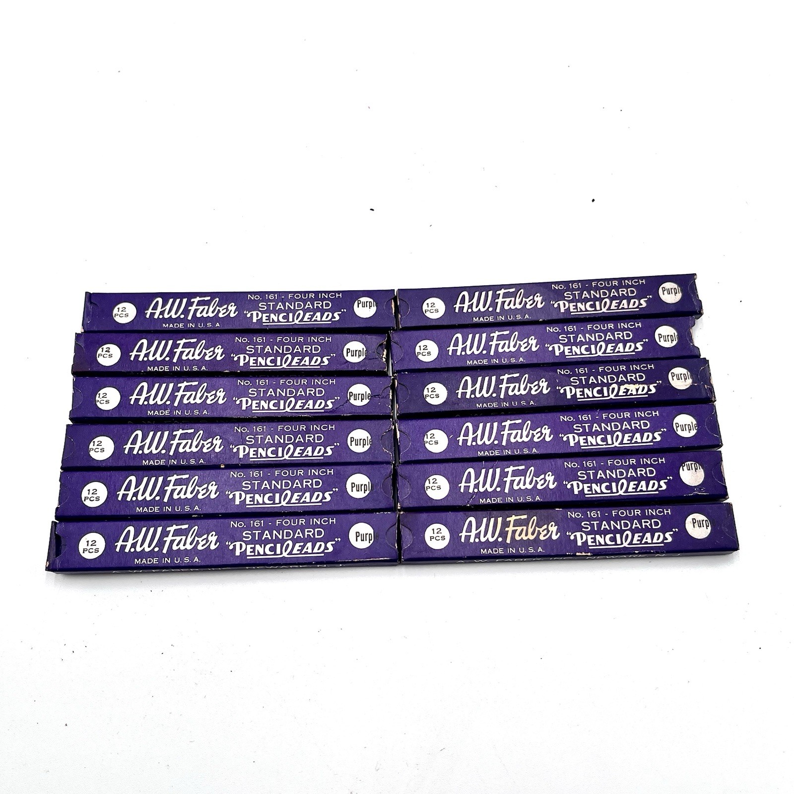 Lot Of 12 Vintage Pencil Leads A.W. Faber No.161 Four Inch Pencil Leads Purple