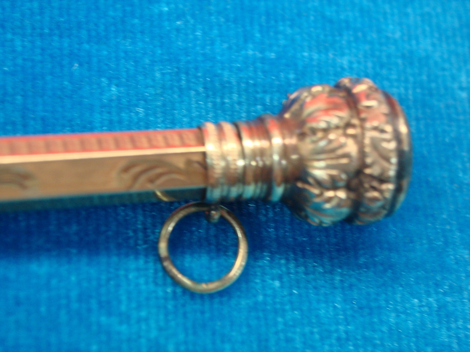 ANTIQUE MECHANICAL PENCIL WITH CITRINE GLASS TOP – GOLD FILLED – NICE CONDITION