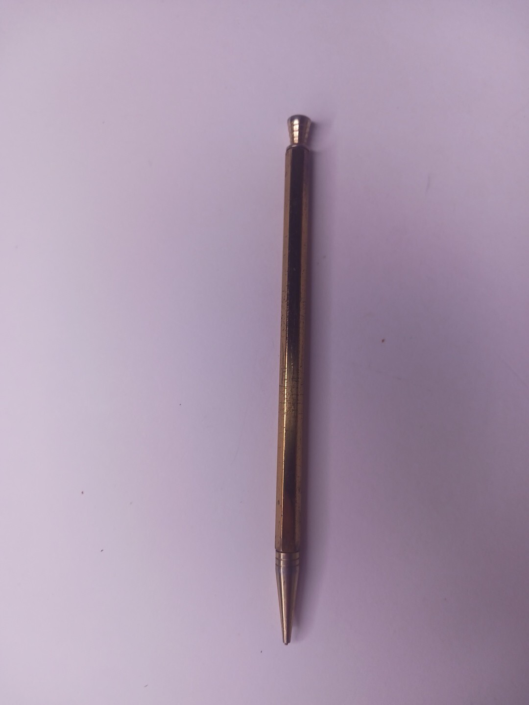 Vintage 5.25″ Mini Hexagonal Mechanical Pencil with Brass Housing