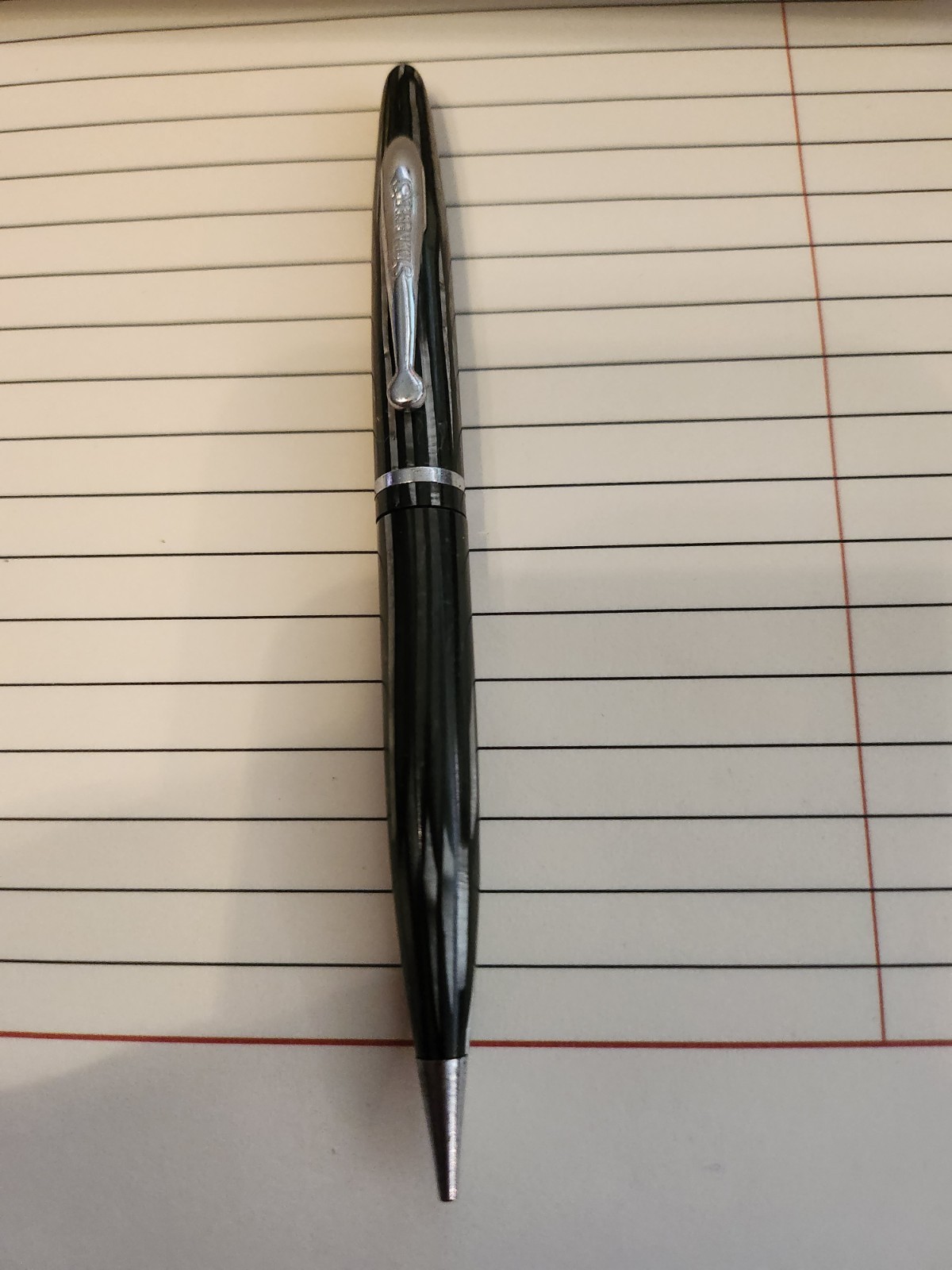 Vintage Sheaffer Black Striped Mechanical Pencil With Silver Tone Clip