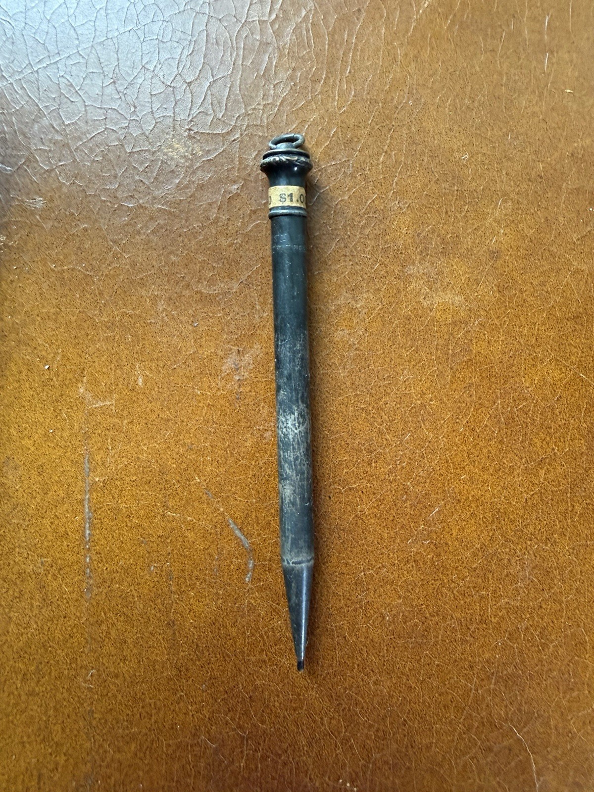 Antique 1920s Superite Silver Filled Ring Top Mechanical Pencil Pendant DeWitt