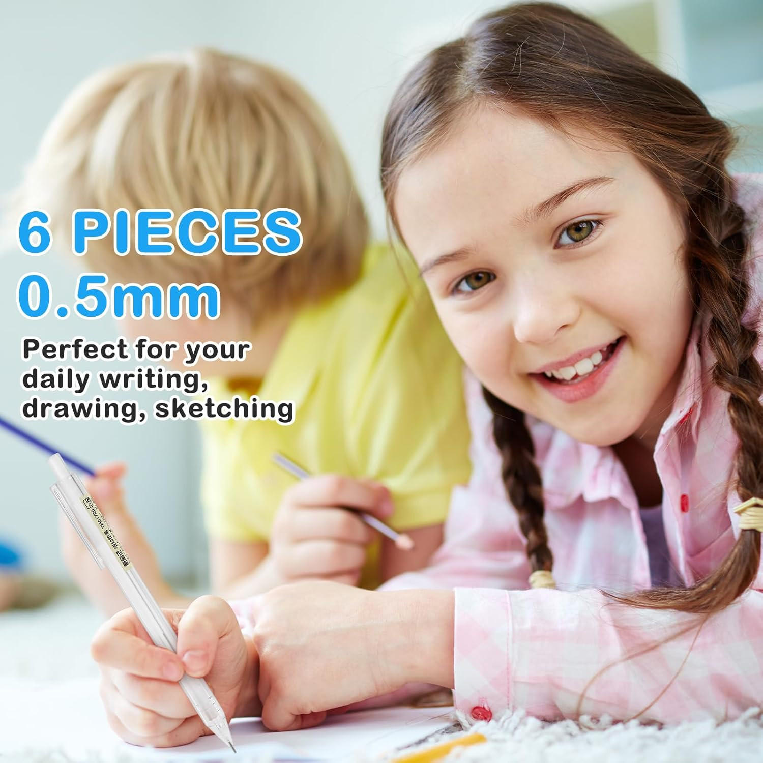 6PCS Novelty Mechanical Pencil Set, 0.5mm Transparent Pen Shell Pencils with 60p