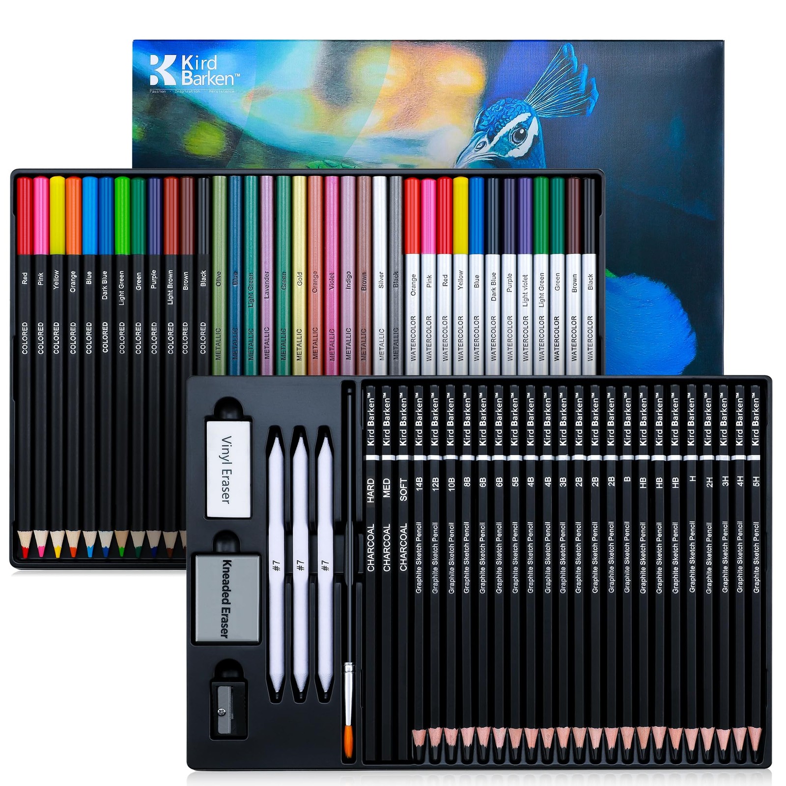 Kird Barken 70 PCS Art Supply Drawing Set, 70 Count (Pack of 1), Multicolor