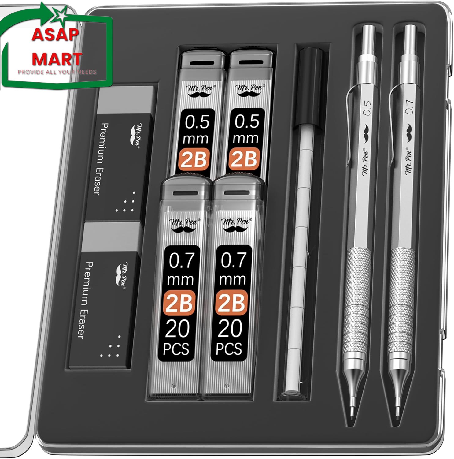 Mr. Pen- Metal Mechanical Pencil Set, 2 Sizes, 0.5 & 0.7Mm, Mechanical Pencils,