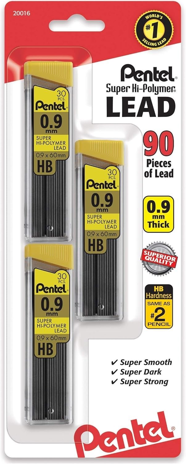 Durable Refillable 0.9 mm Pencil Lead Refills – Clear Writing with 90 Pieces