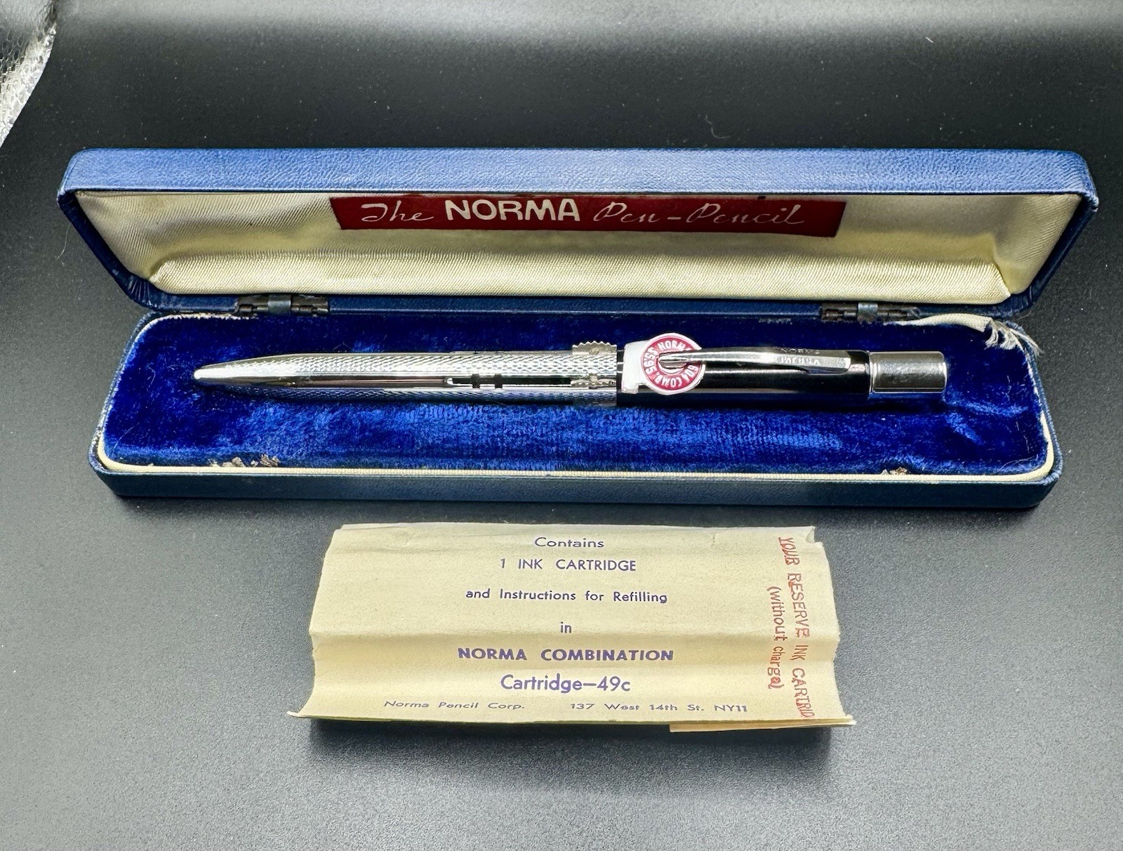 Vintage Norma Multi Color Pen-Pencil Black Enamel /Chrome -Works – Box/Price tag