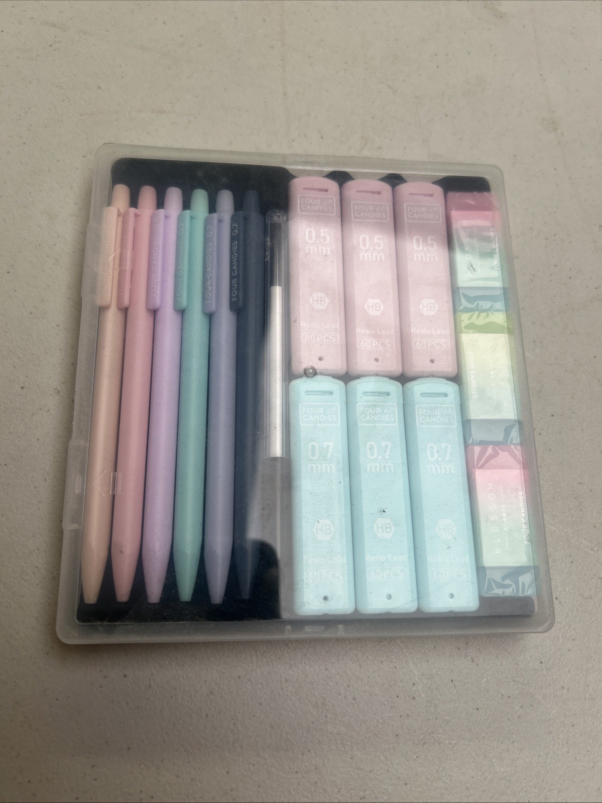 Four Candies Cute Mechanical Pencil Set 6PCS Pastel Mechanical 0.5Mm & 0.7Mm