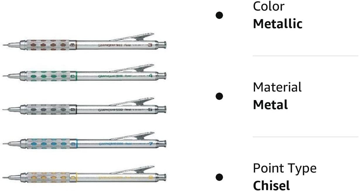 Pentel Graphgear 1000 Automatic Drafting Pencil 0.3 mm 0.4 mm 0.5 mm 0.7 mm