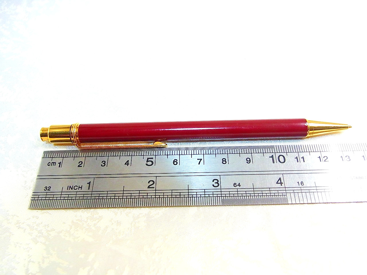 Cartier Must de Mechanical Pencil Click Action Bordeaux Gold with Leather Case
