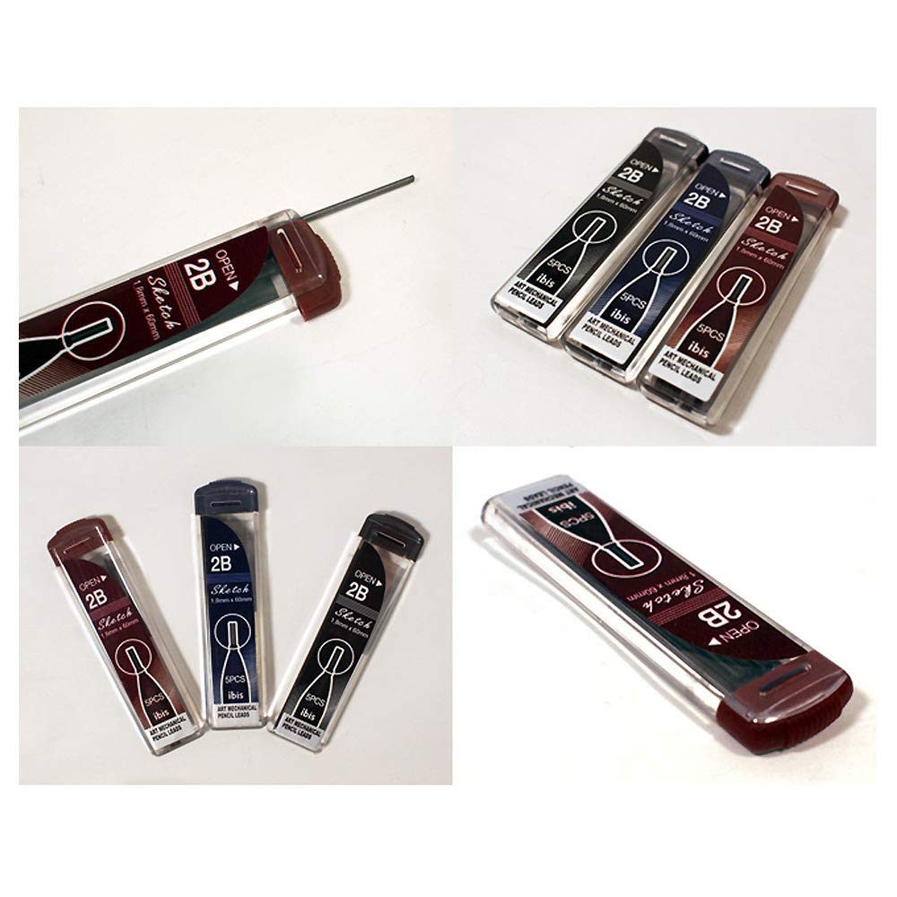 3-Pack 2B 1.8mm Art Mechanical Sketch Pencil Leads Set for Drawing Writing