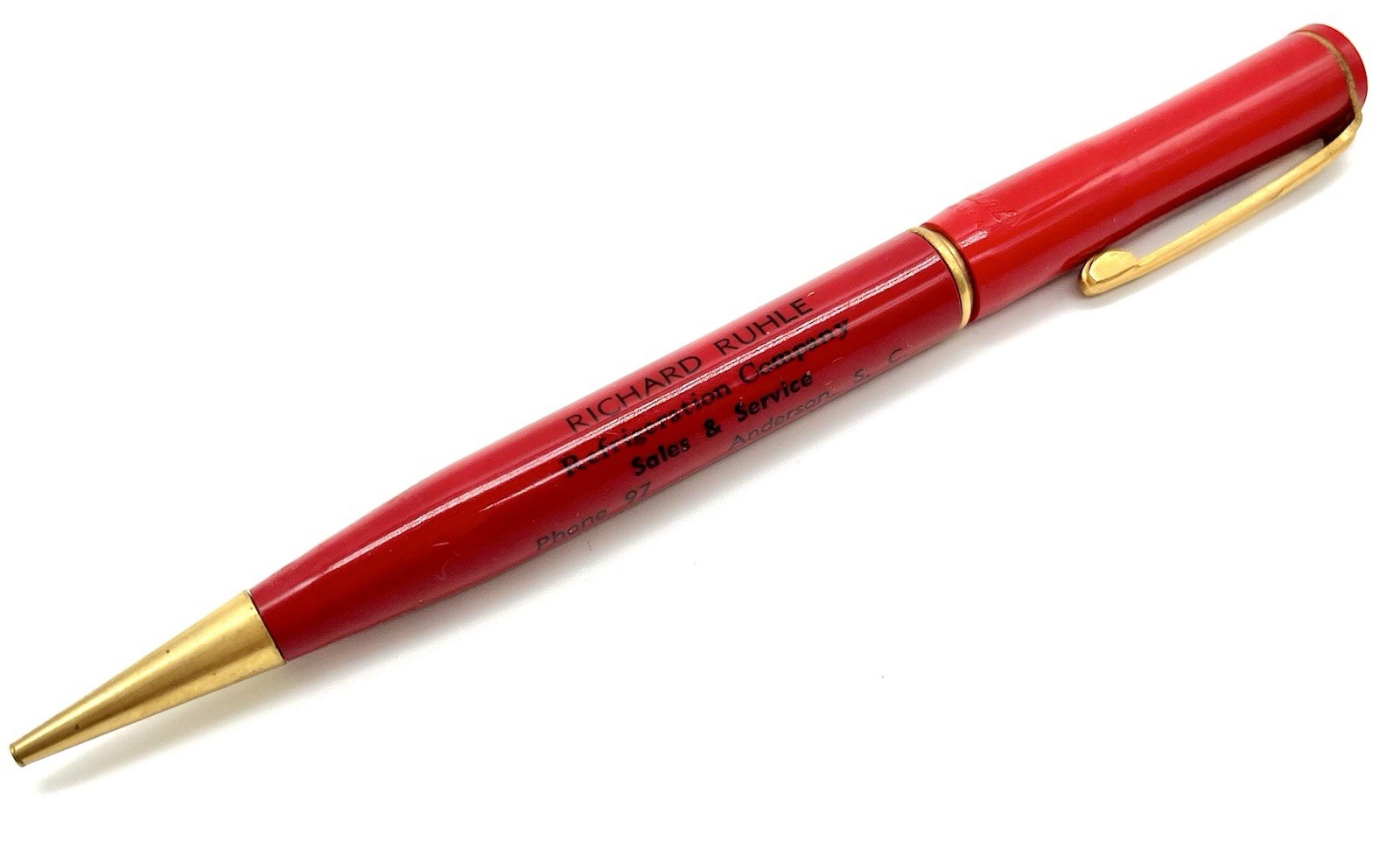 Vintage Telephony Ephemera Ritepoint Pencil Ruhle Refrigeration 2 Digit Phone#
