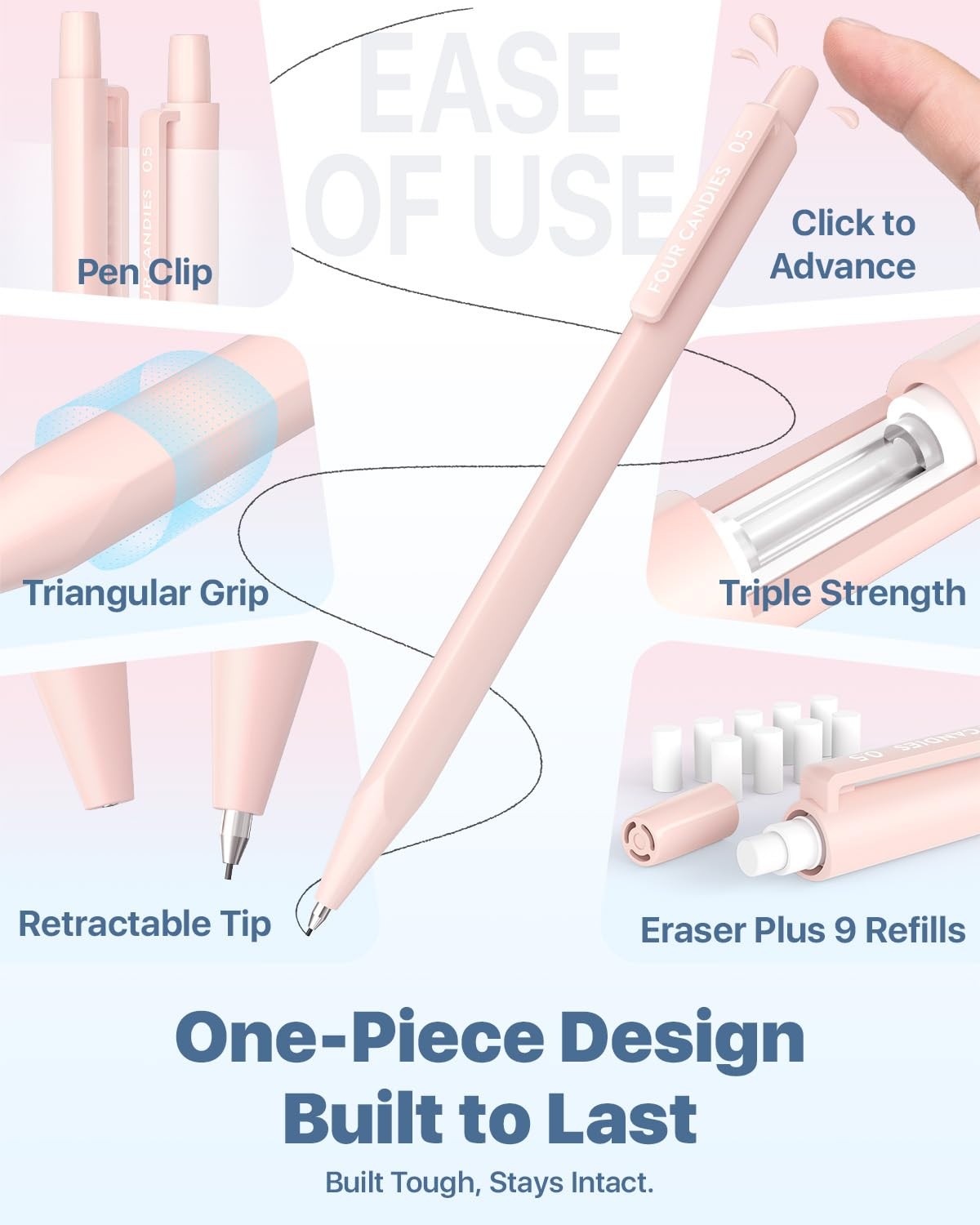 Cute Mechanical Pencil Set, 0.5mm Fine Point, 6-Count Pack