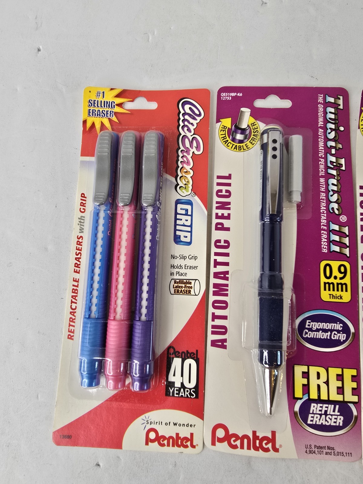 2x PENTEL Twist-Erase III Mechanical Pencils 0.9 mm FINE POINT .9mm W/ Erasers