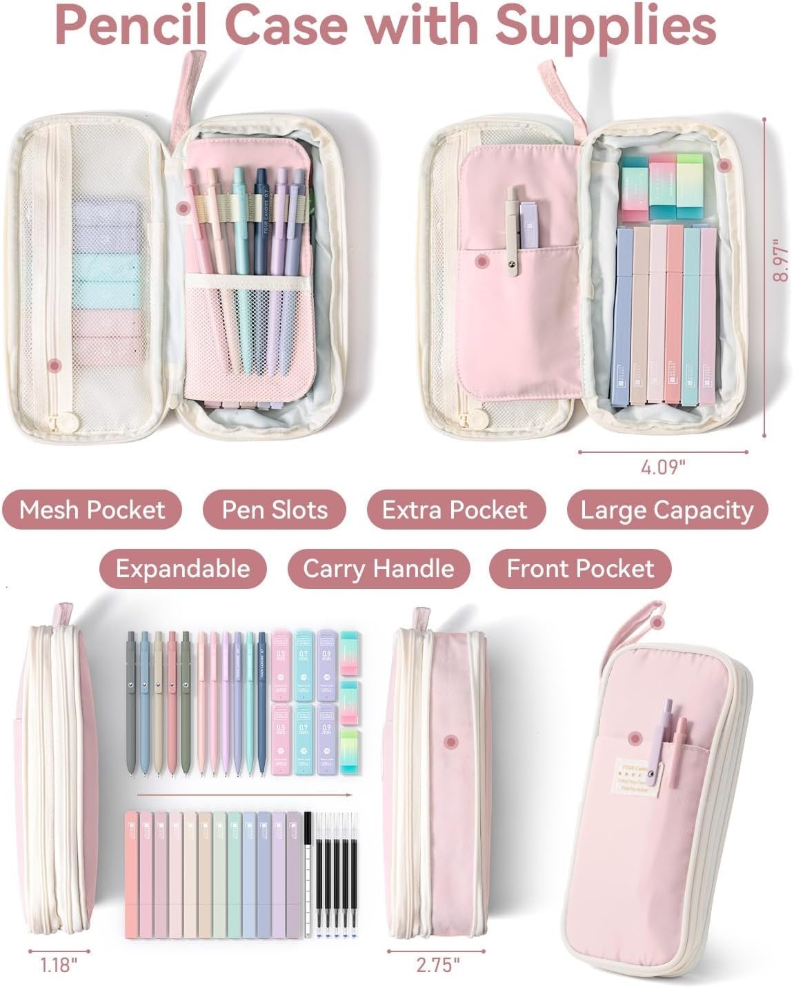39 PCS Aesthetic School Supplies with Cute Pen Case, 12 Pastel Highlighters, …