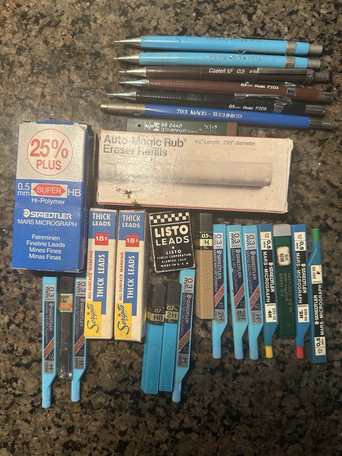 Vintage Lot Mechanical Pencils Leads Erasers Pentel Berol Zebra more JAPAN