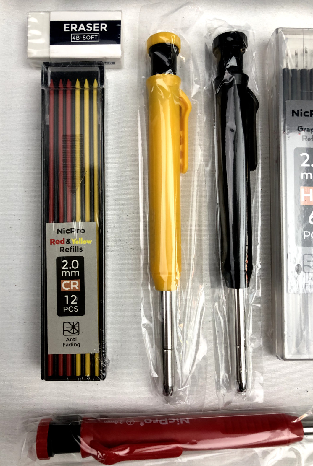 Nicpro 10PCS Mechanical Carpenter Pencil Set with Lead Refills Engraving Pen