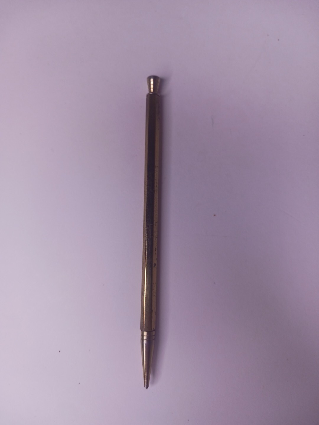 Vintage 5.25″ Mini Hexagonal Mechanical Pencil with Brass Housing