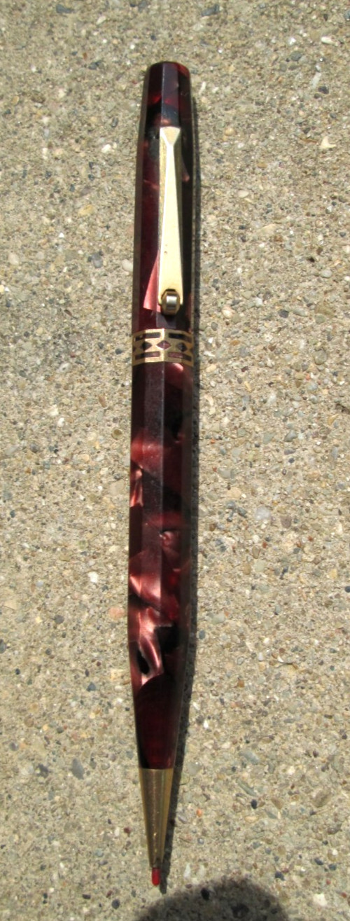 Whal Eversharp Brand Dark Red Swirled Celluloid Mechanical Pencil Vintage As-Is
