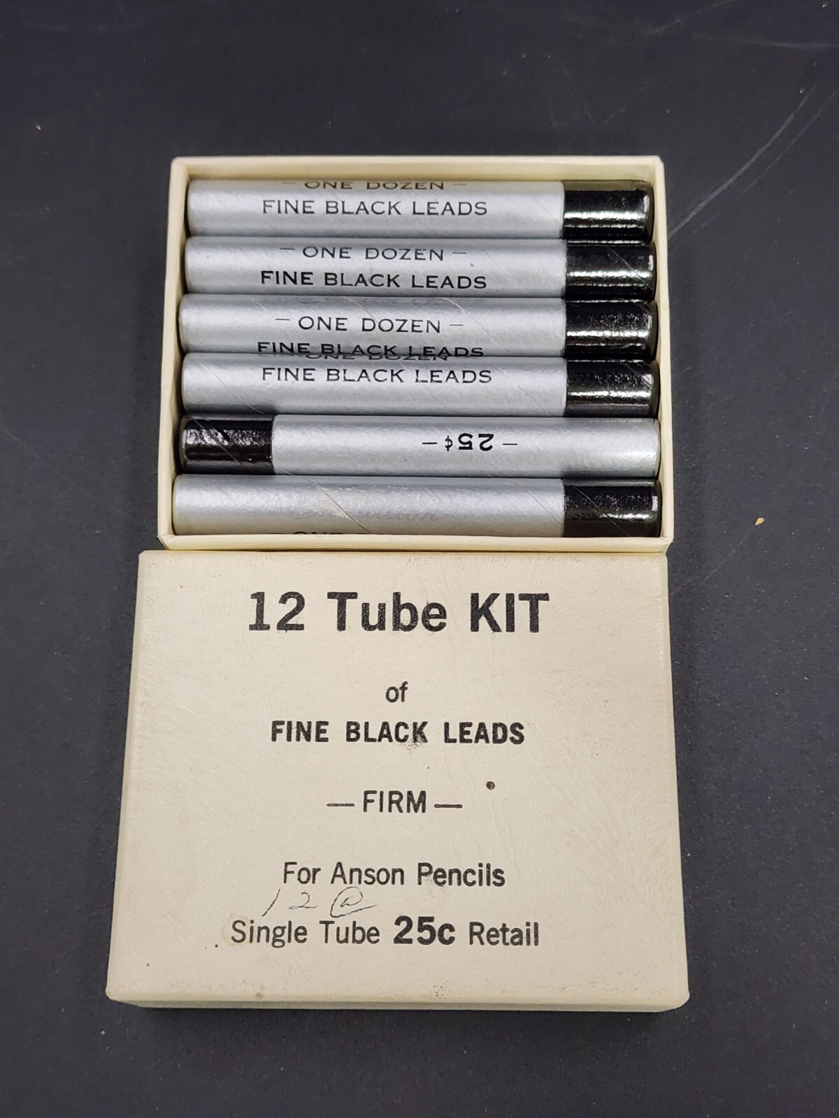 Vintage Anson .9mm Firm Black Mechanical Pencil Leads Tube Of 12 Graphite Sticks