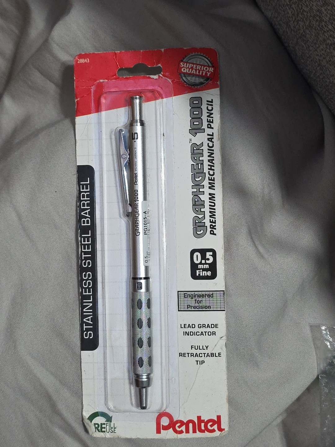 Pentel Graph Gear 1000 Mechanical Pencil, 0.5mm 1 Count (Pack of 1), SILVER