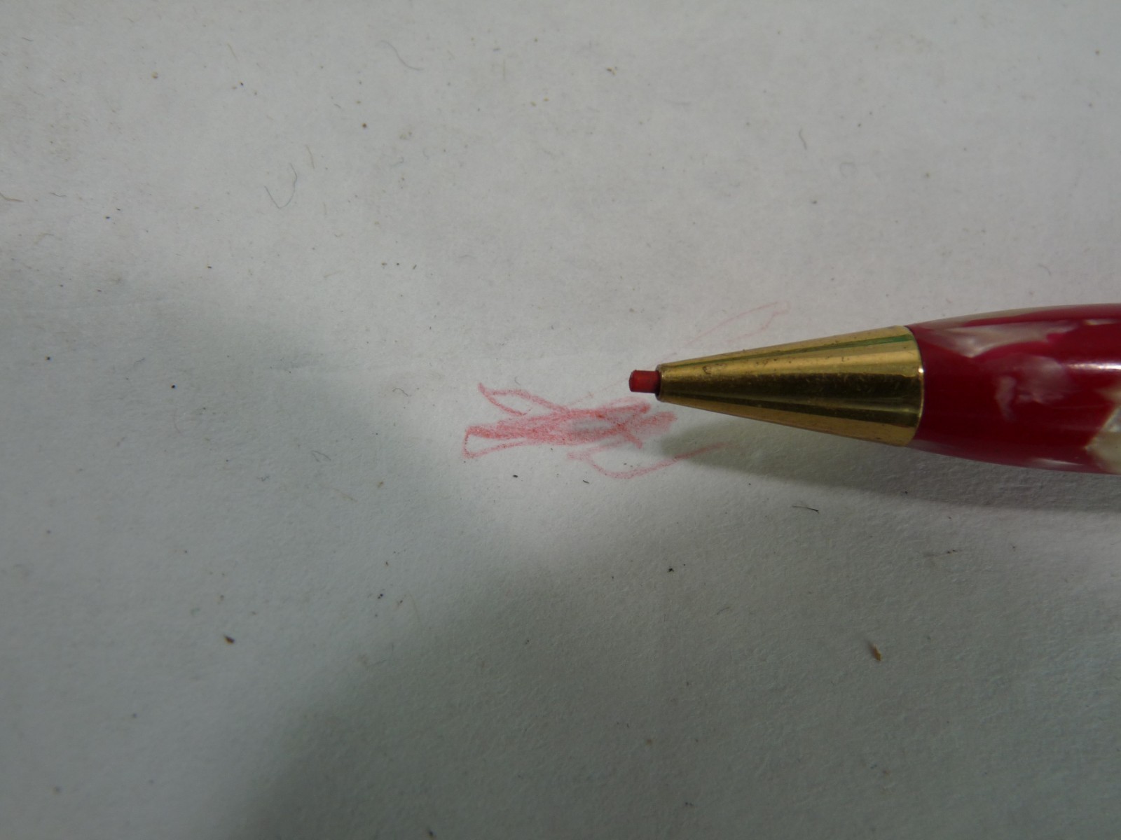 Vintage Marbled Red Acrylic Mechanical Pencil Dangling Asian Character on chain