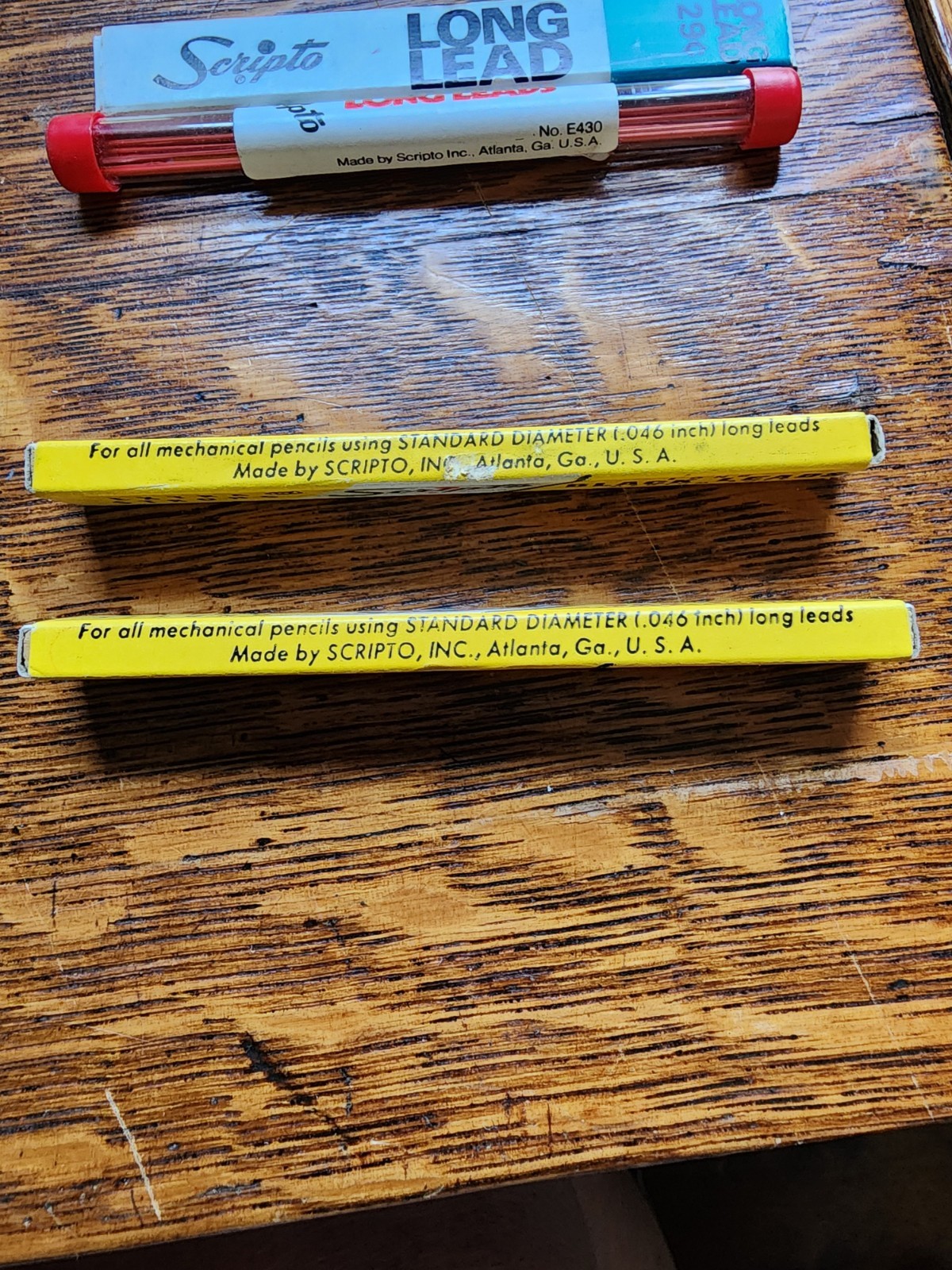 Lot Of 4 Vintage Scripto Extra Strong Long Pencil Leads 2 Colors Eraser Box W/1