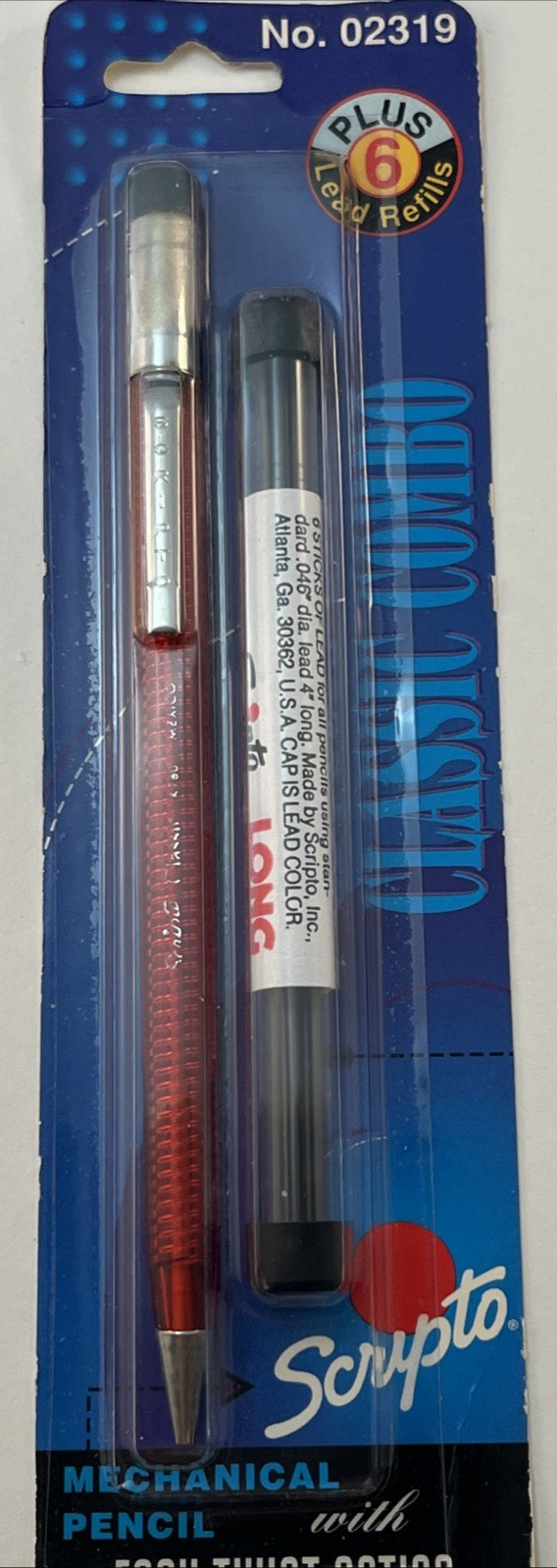 1993 Scripto Classic Combo Twist Mechanical Pencil 1.1 mm 02319 with Refill Red