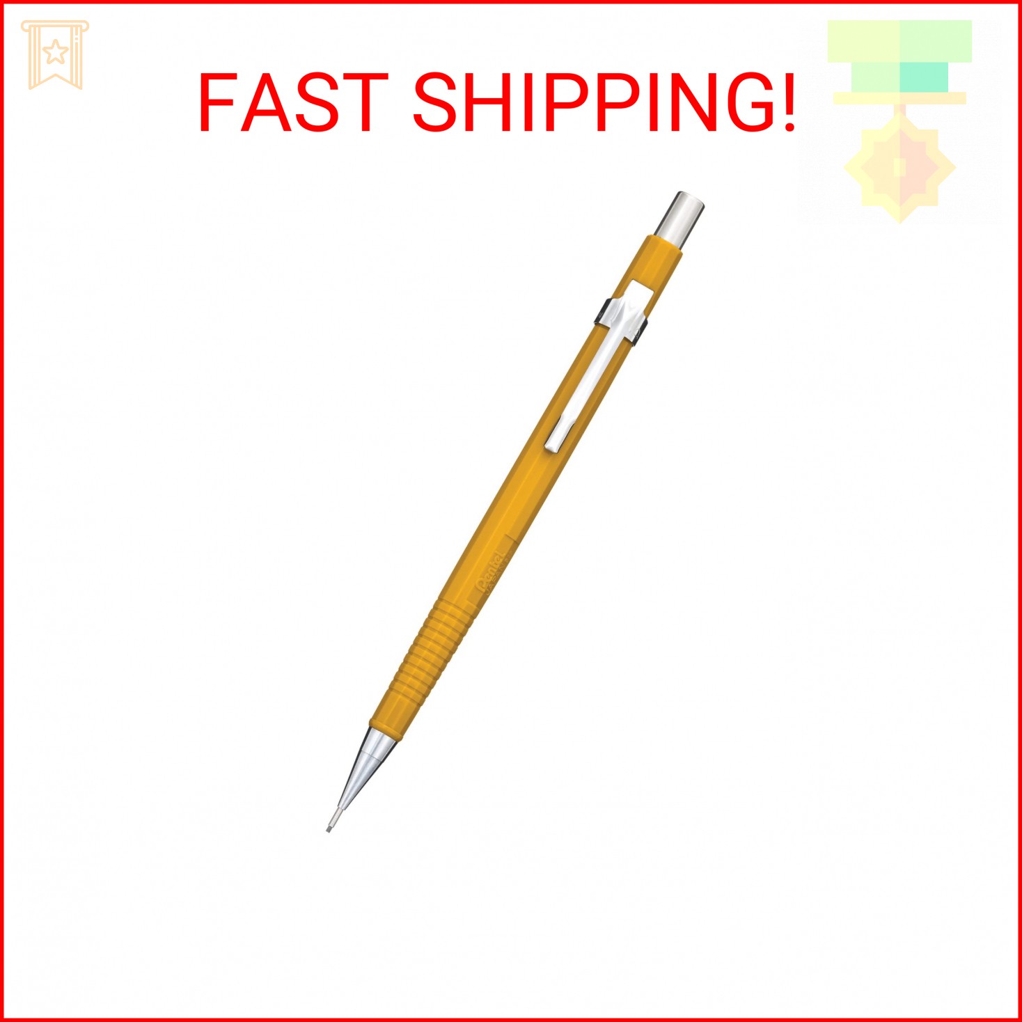 Pentel P209G Sharp Mechanical Drafting Pencil, 0.9 mm, Yellow Barrel