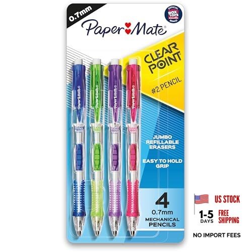 Paper Mate Clearpoint Mechanical Pencils, 0.7mm HB #2 Lead, Assorted Fashion