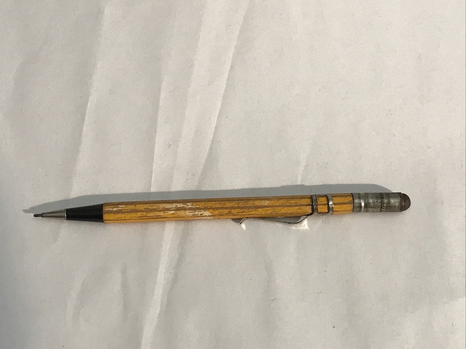 RARE Early Rite-Rite Wood Barrel Mechanical Pencil Yellow Blank Works