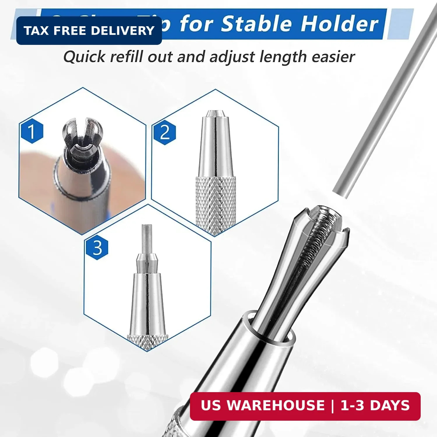 Hiboom 2 Pcs Welders Pencil with 24 Pcs Silver Round Refills, Mechanical Pencils