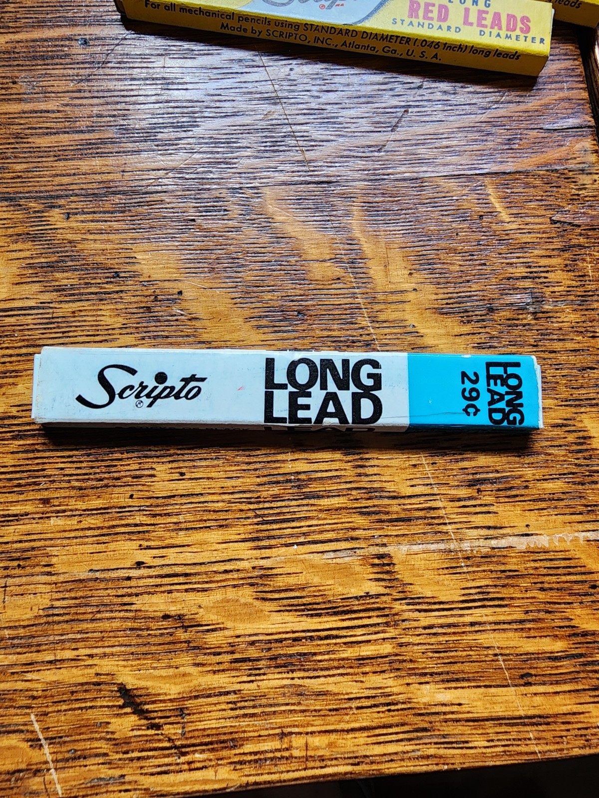 Lot Of 4 Vintage Scripto Extra Strong Long Pencil Leads 2 Colors Eraser Box W/1