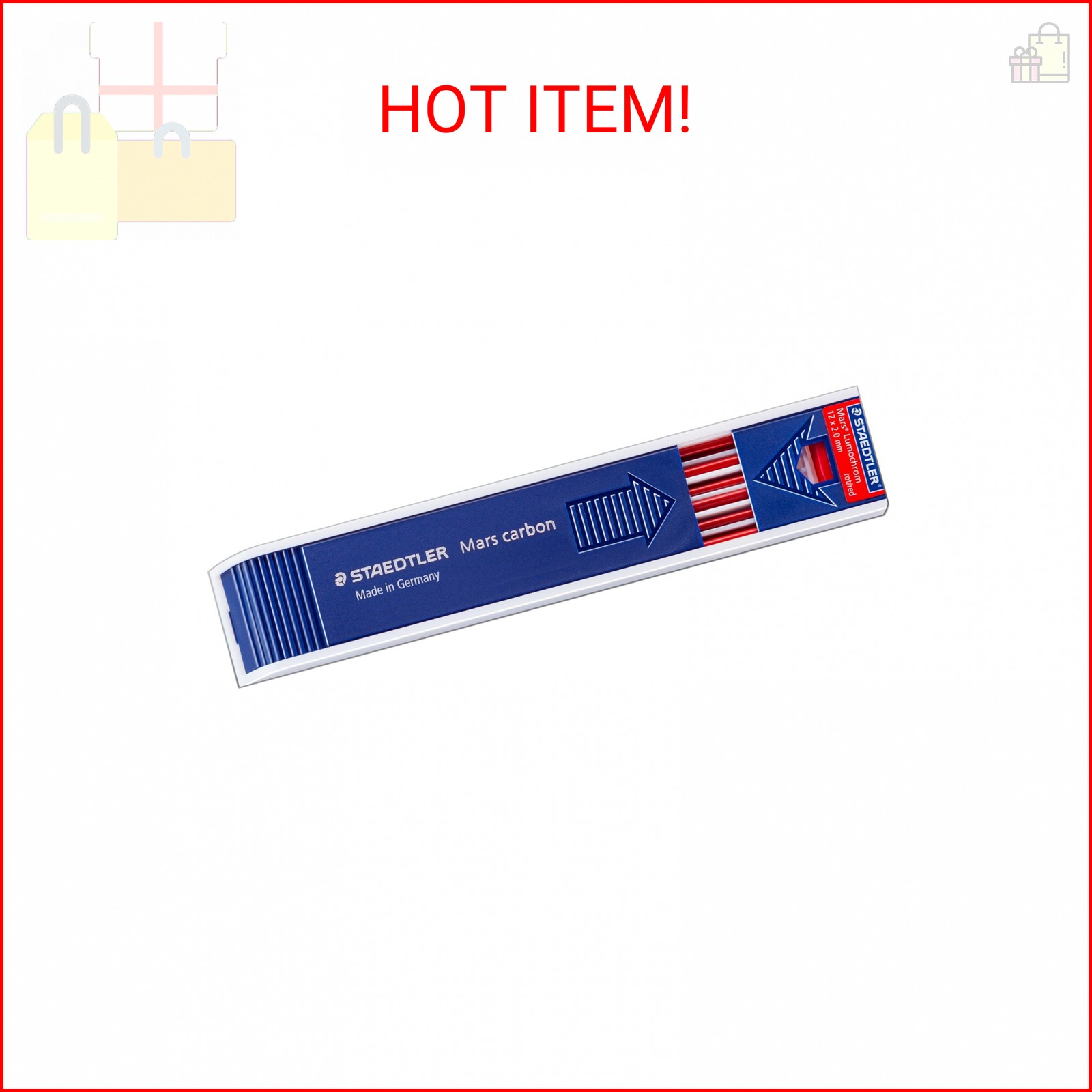 Staedtler Mars Carbon Lead, 2mm, Red, 12 Lead