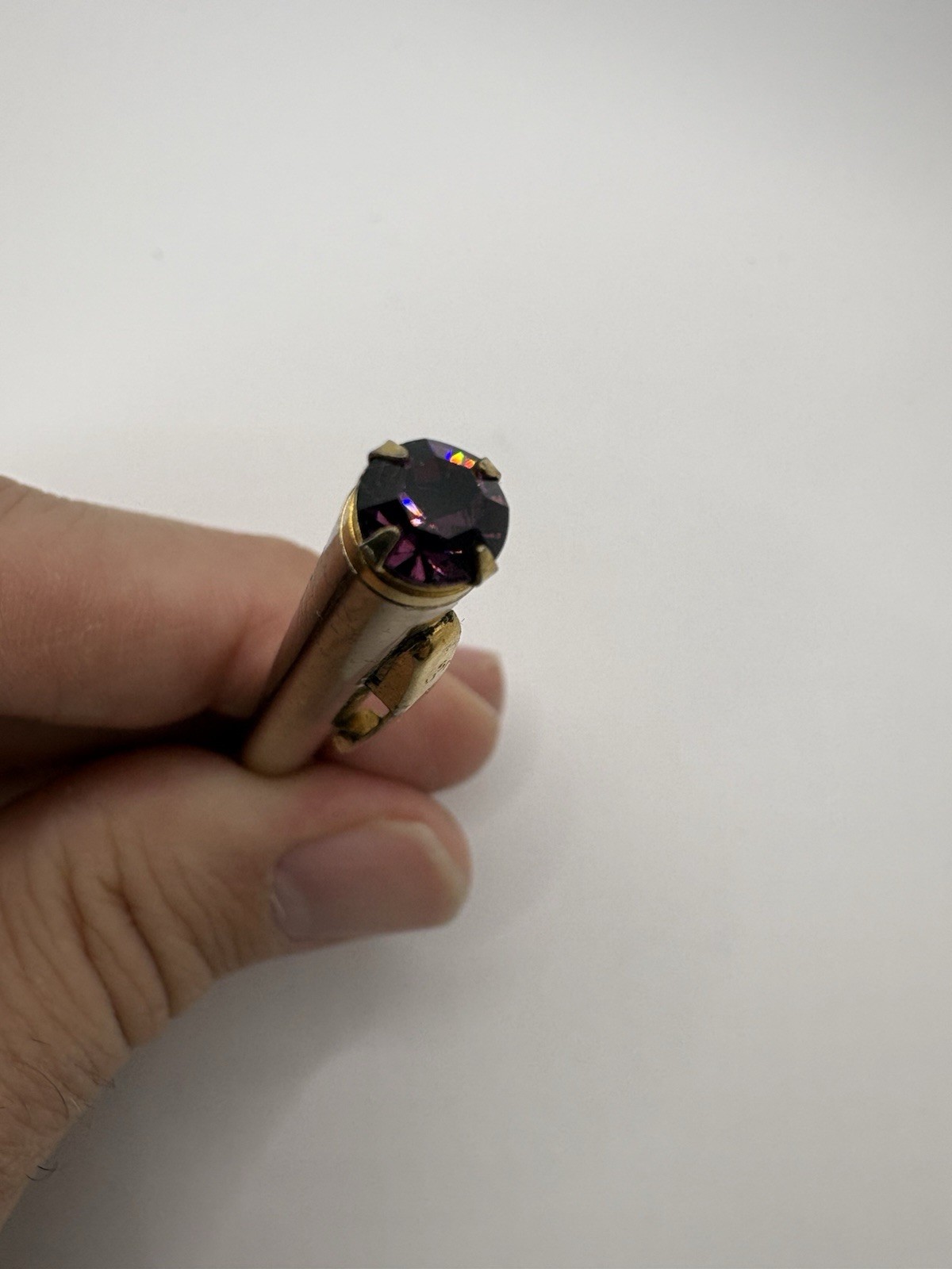 Vintage Mascot USA Mechanical Pencil Purple Gem Floral Hand Painted Works