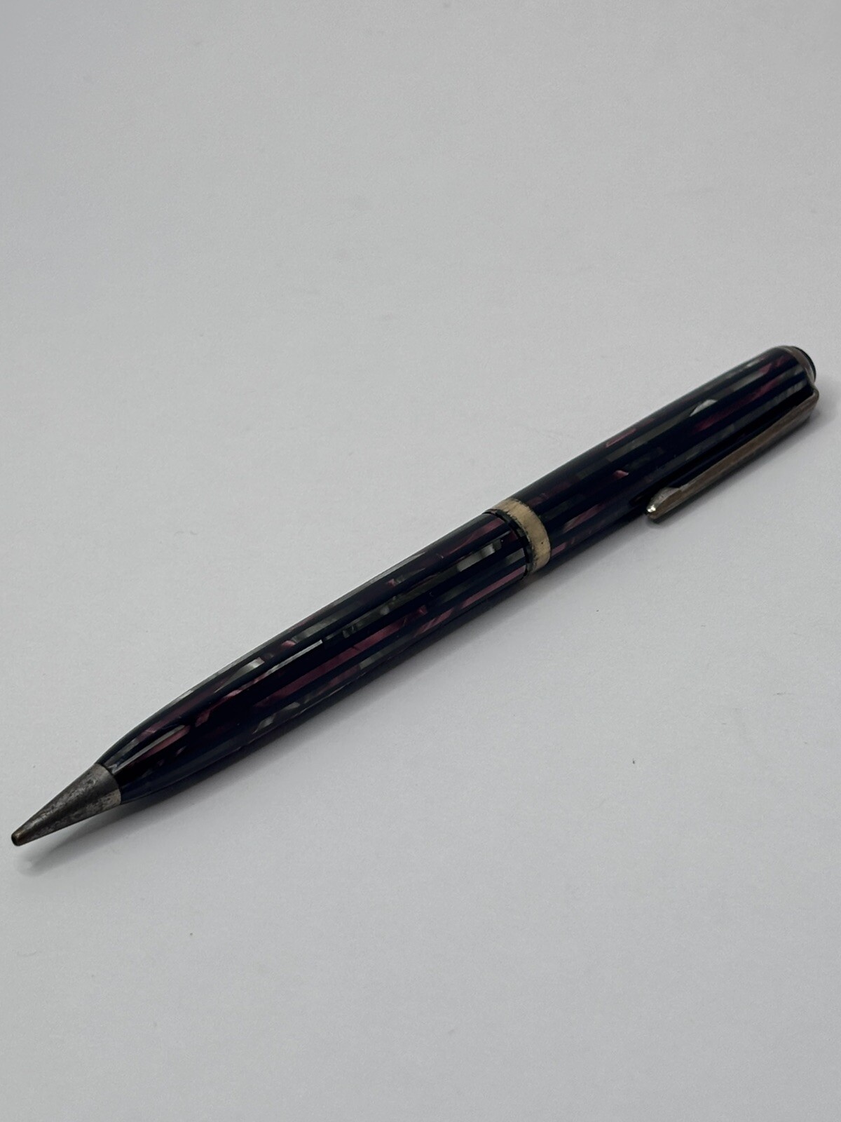 Parker Duovac Mechanical Pencil – 1940, Full Size, Striped Maroon