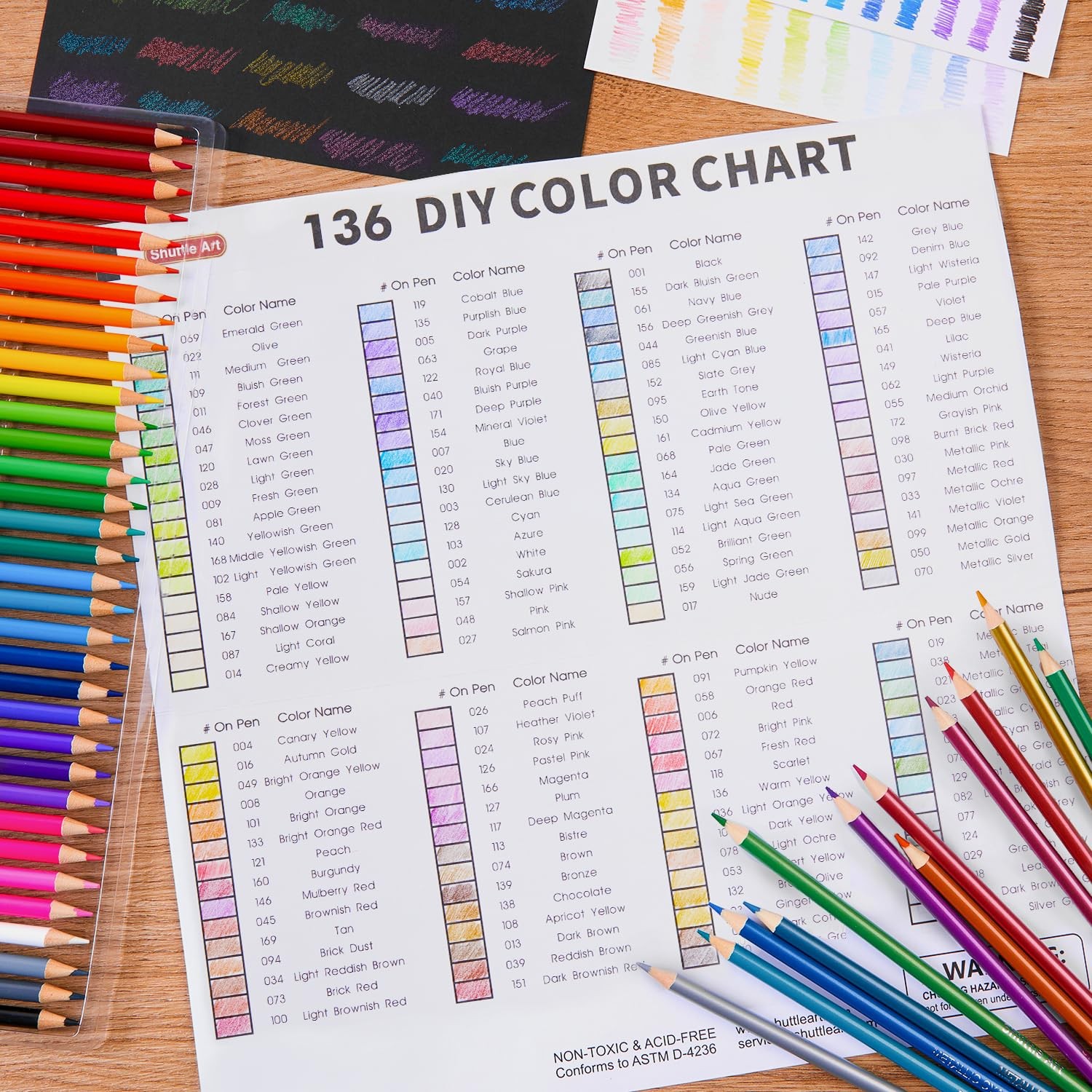 Shuttle Art 136 Color Pencils for Adult 1 Count (Pack of 136), 136 colour