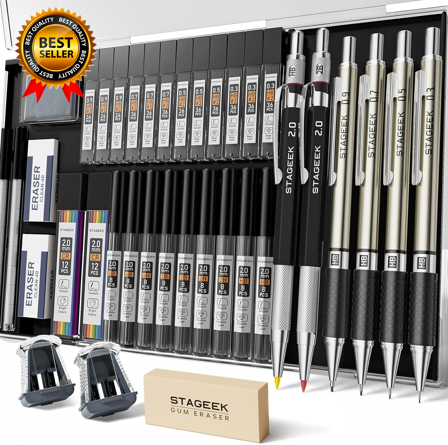 37PCS Art Mechanical Pencil Set Drafting Pencil 5 Sizes Mechanical Drawing