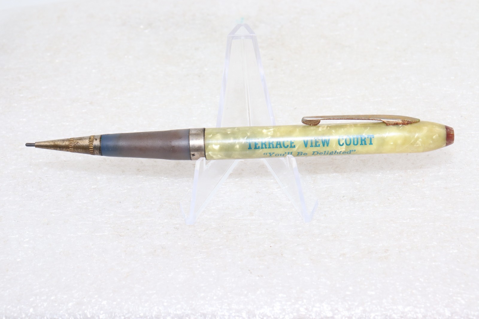 1930-1945 Terrace View Court Motel Celluloid Advertising Mechanical Pencil