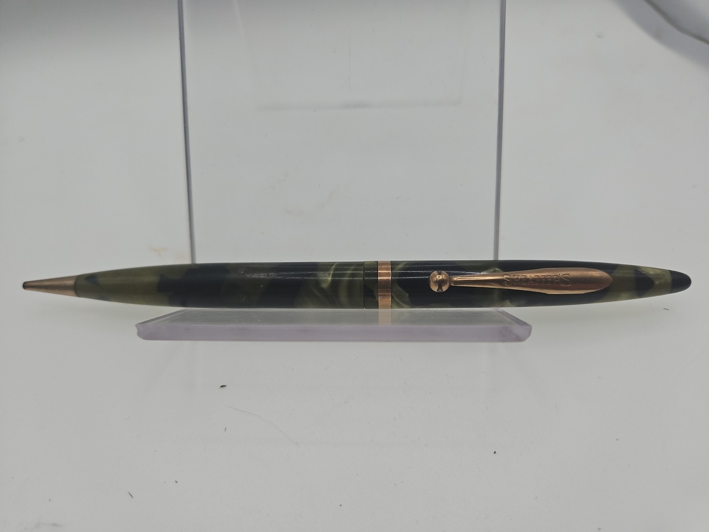 VINTAGE SHEAFFER GREEN Black MARBLE Retractable PENCIL