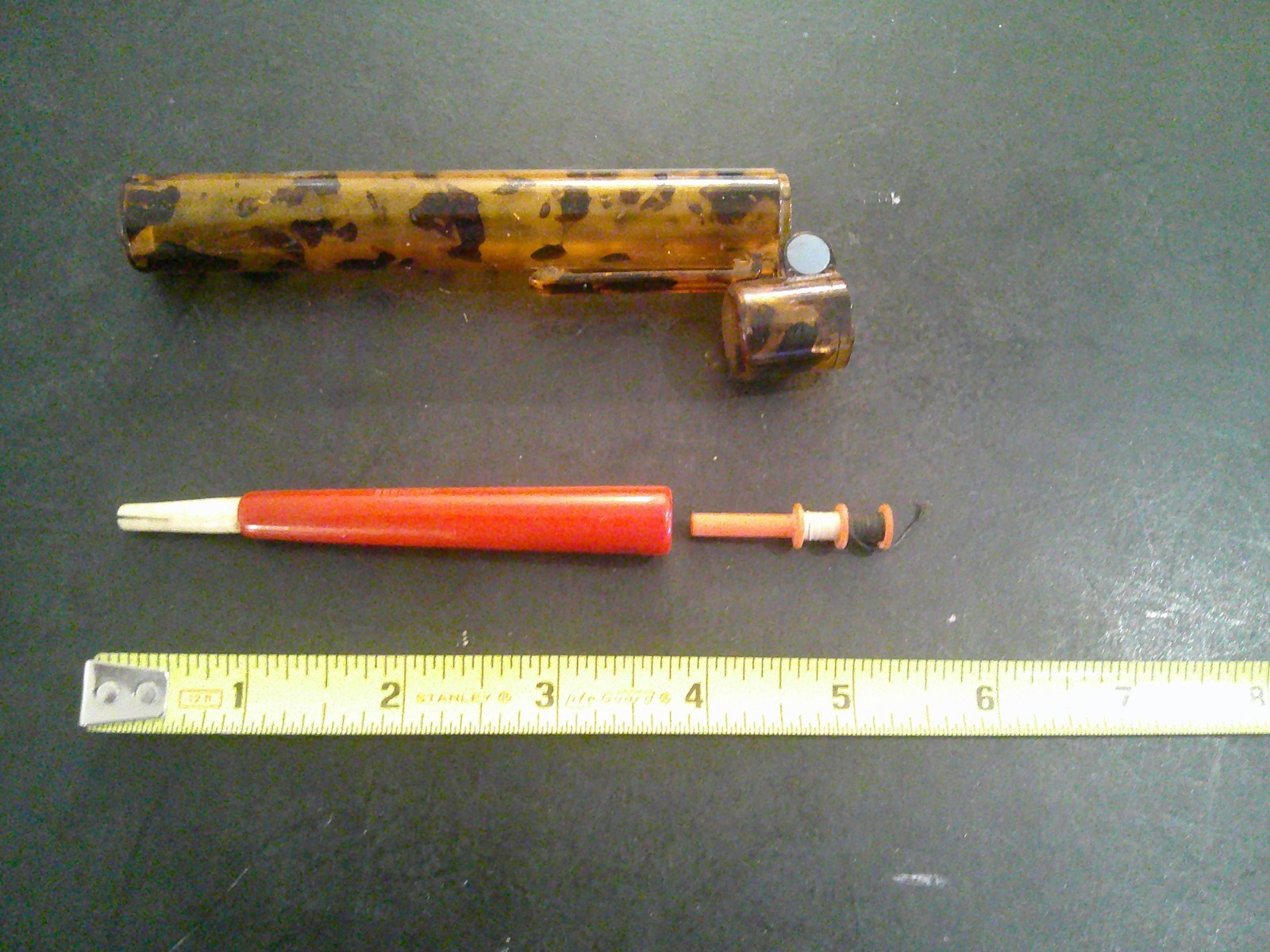 Unusual Vtg Antique Mechanical Golf Thread Spool Pencil VVGC + Mottled Case