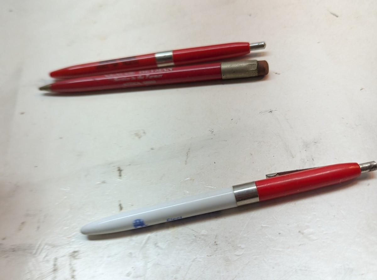 LOT OF 3 Vintage Scripto Mechanical Pencil and Ballpoint Pen Advertisement