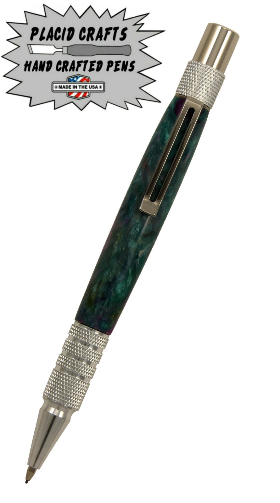 Dura Click .07mm Pencil / Knurled Aluminum & Green and Purple Swirl Body / N88