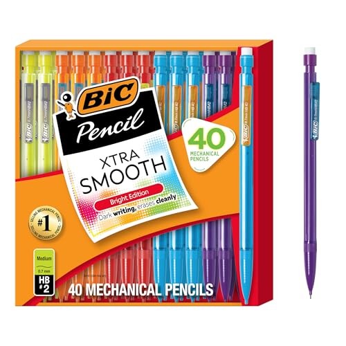 BIC Xtra Smooth Mechanical Pencils 0.7mm – 40 Count Pack – Multi-color