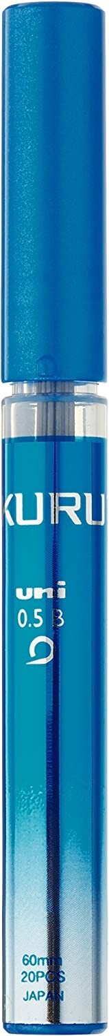 uni kurutoga mechanical pencil with rubber grip 0.5 mm blue AND lead refills HB
