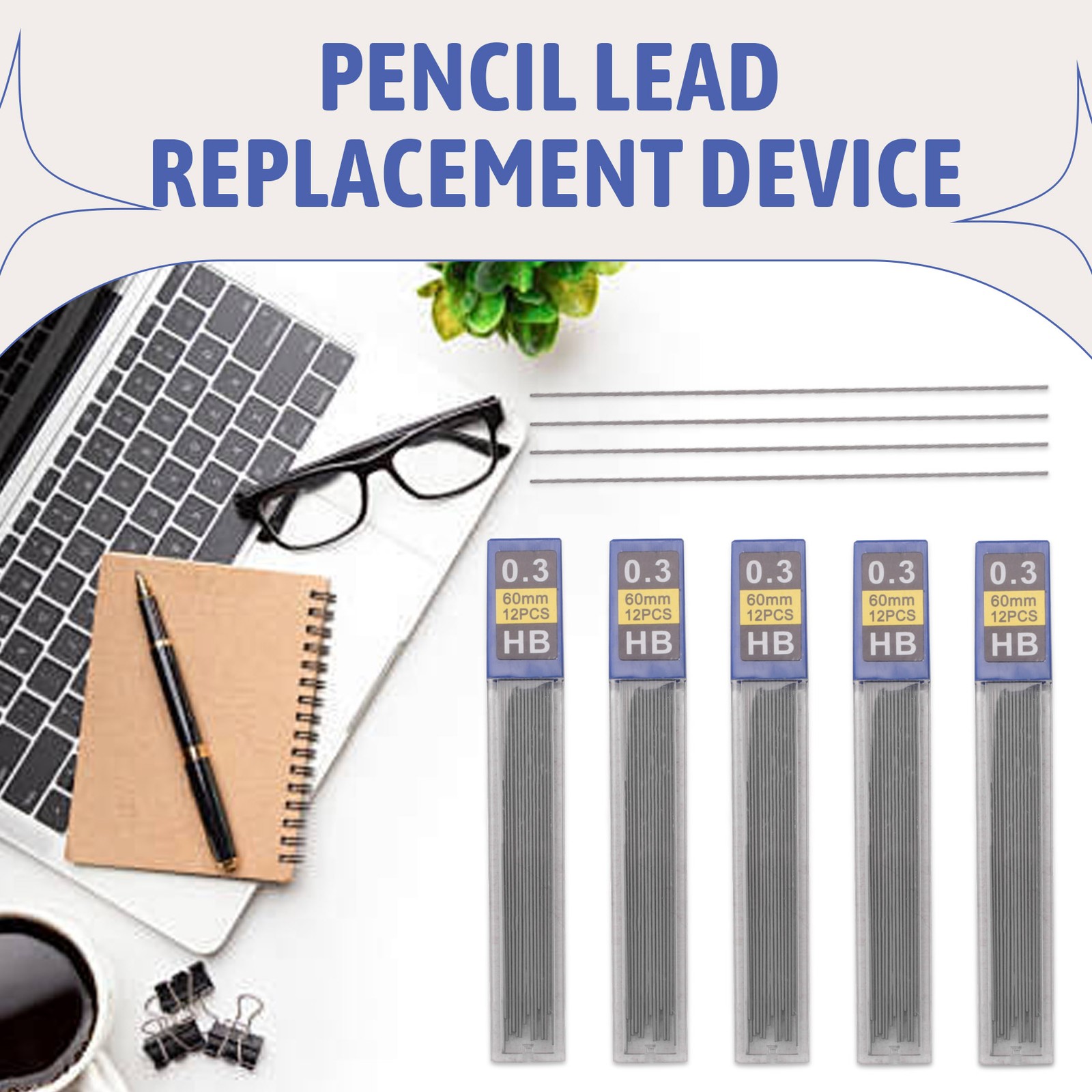 0.3mm Pencil Refills, 5Pcs/Set for Use and Student Stationery T9D54842